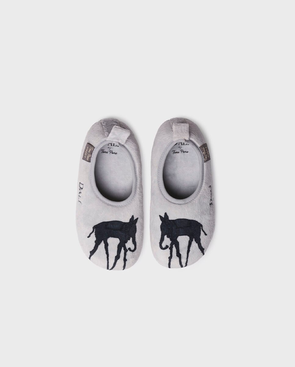 Pantufas Fechadas Infantil de Tecido de Pelo Toni Pons Cinzento-3