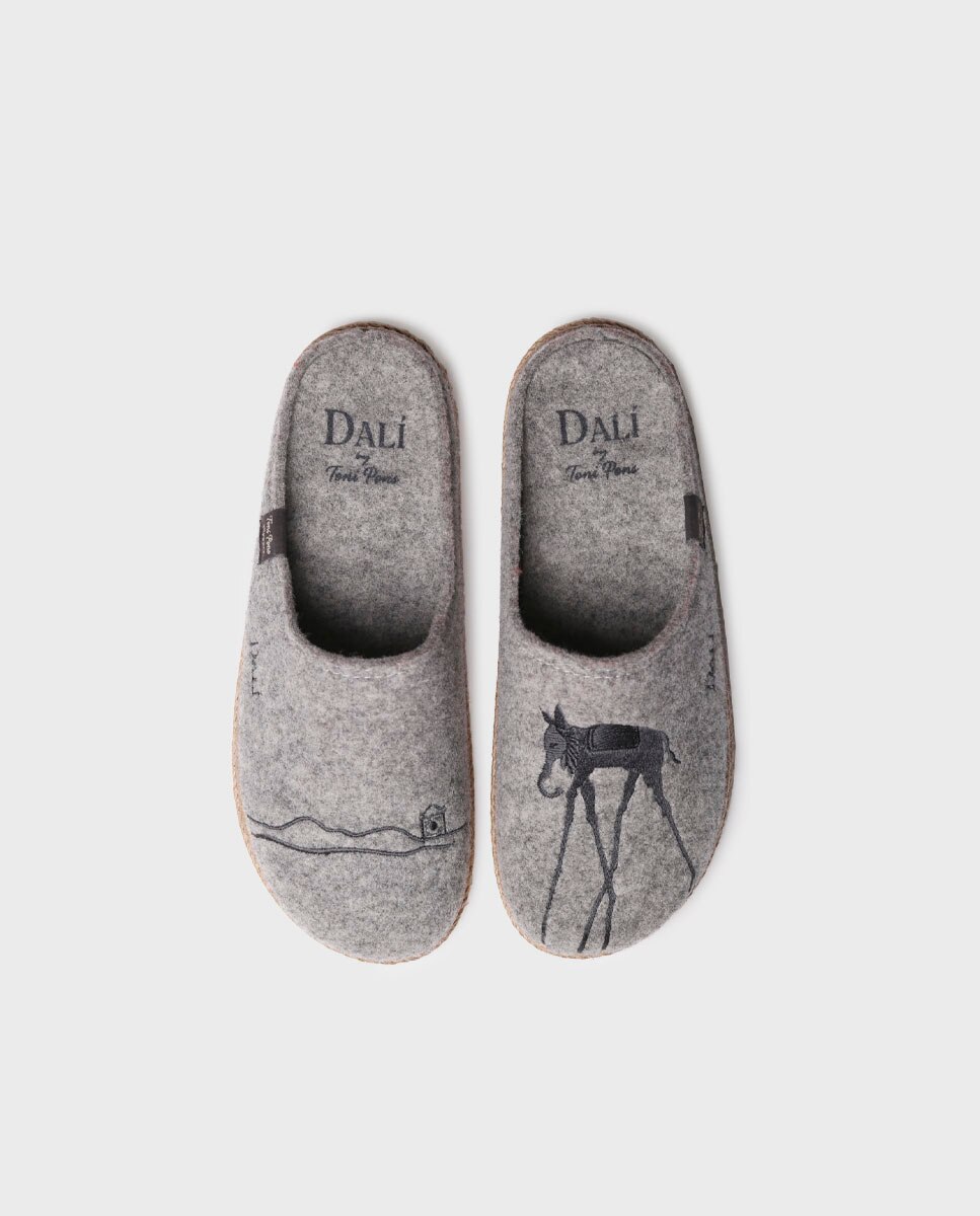 Pantufas de Feltro Cinzento-3