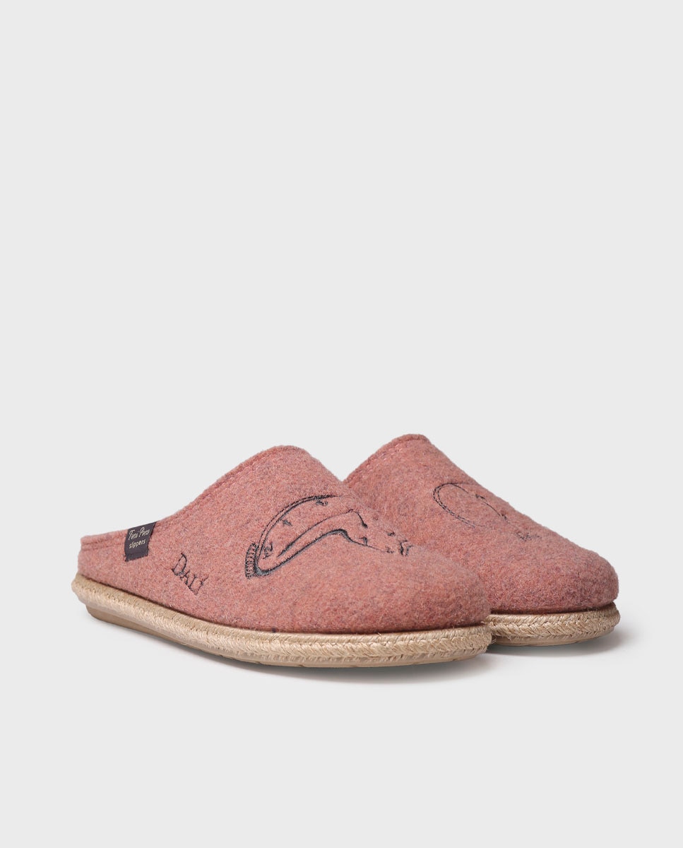Pantufas Fechadas de Feltro Rosa-2