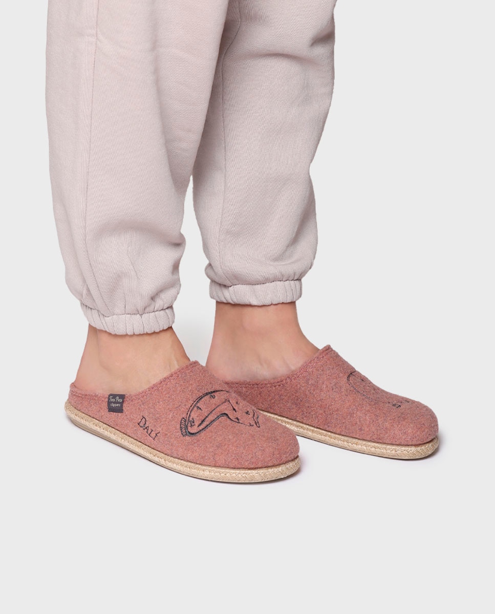 Pantufas Fechadas de Feltro Rosa-4