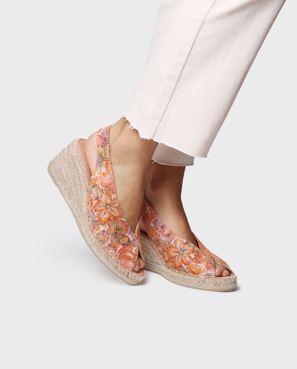 Alpercatas de Cunha em Pele Multicolor-4