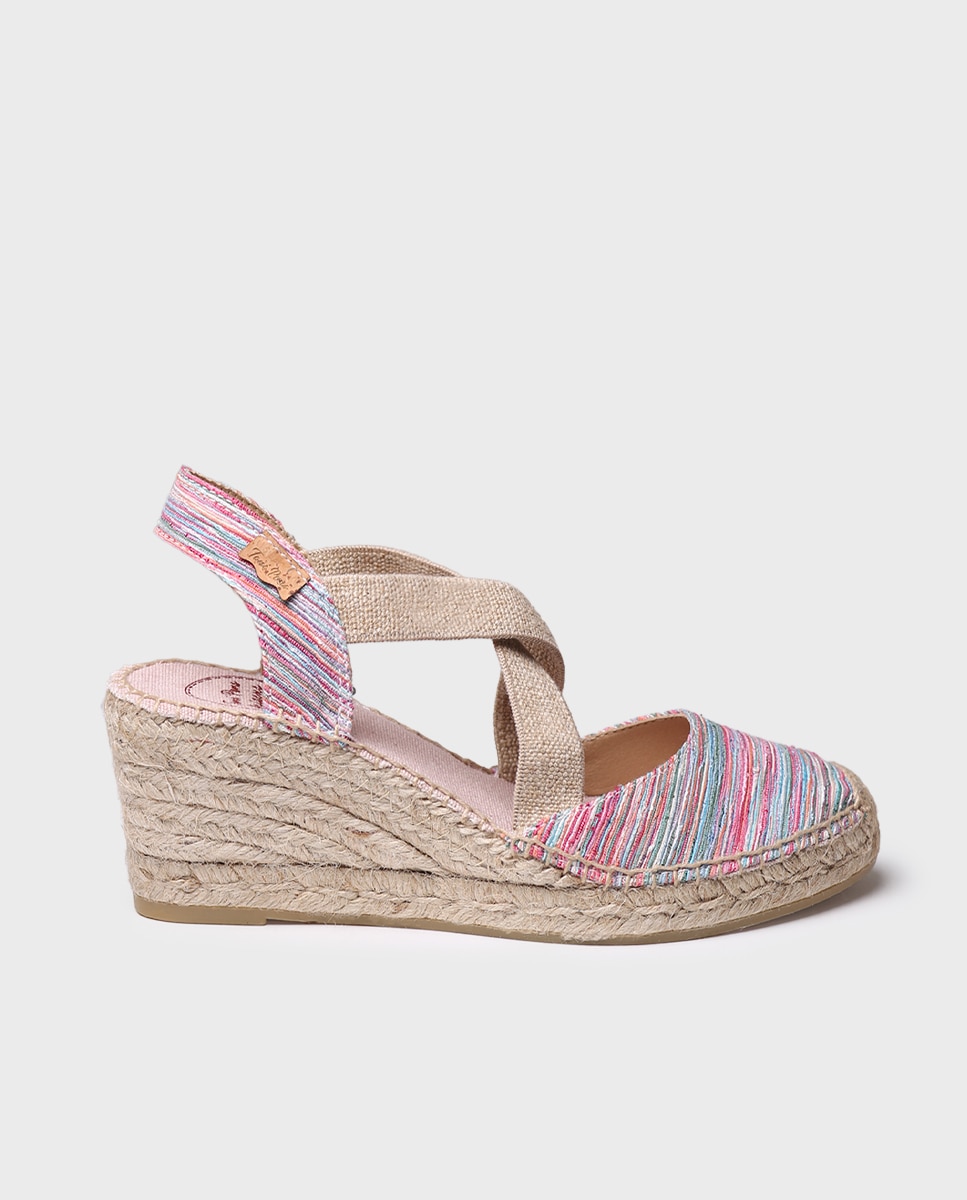 Alpercatas de Cunha em Tecido Multicolor-1