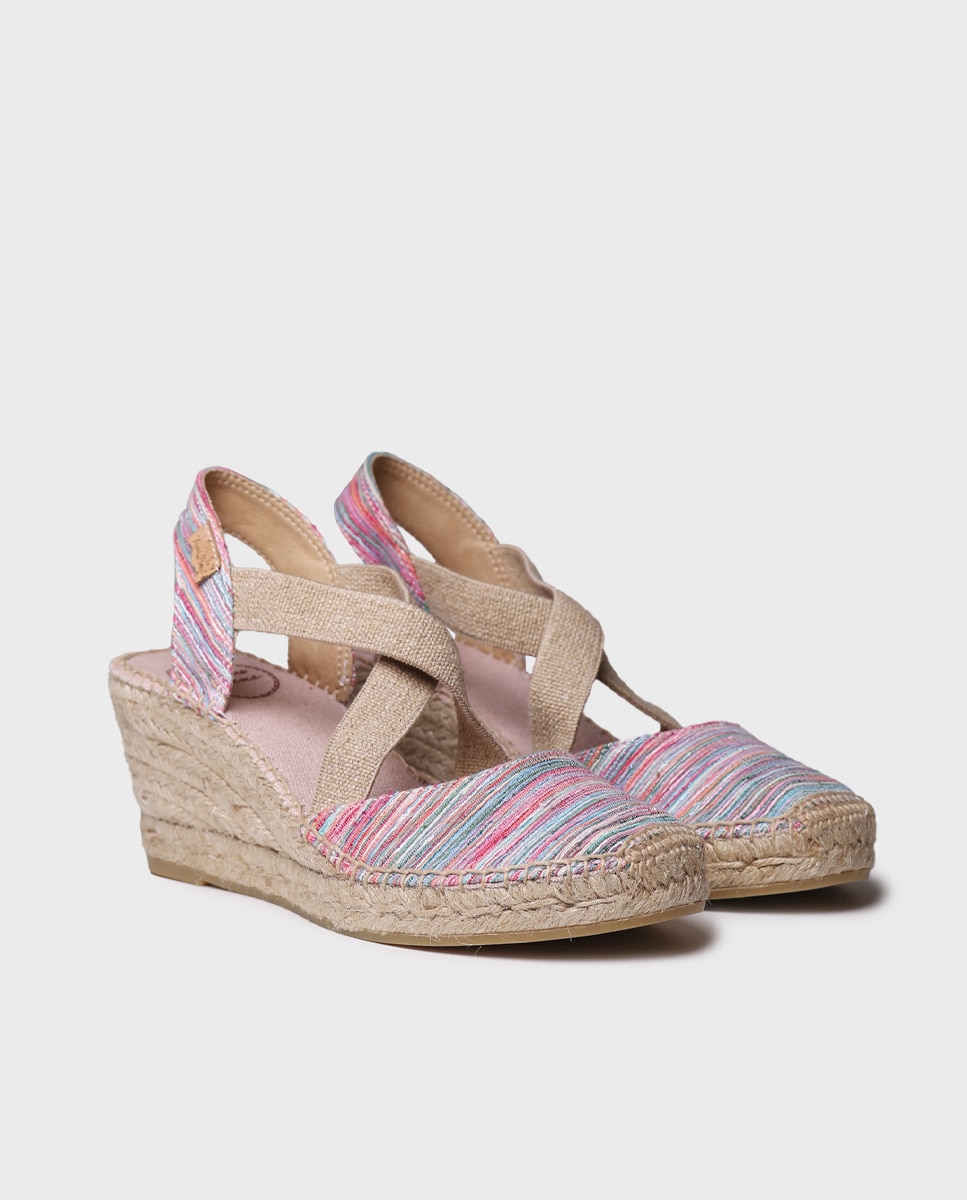 Alpercatas de Cunha em Tecido Multicolor-2