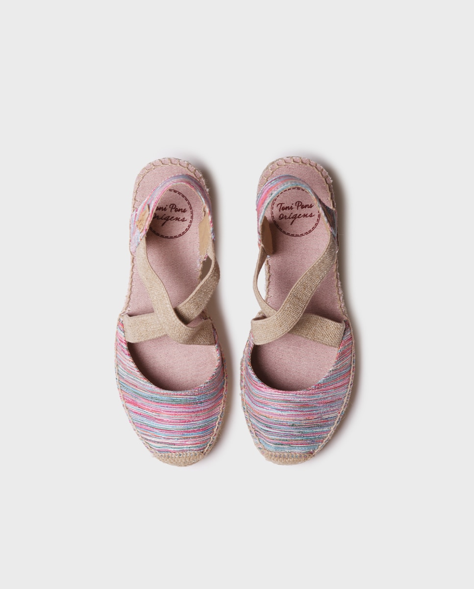 Alpercatas de Cunha em Tecido Multicolor-3