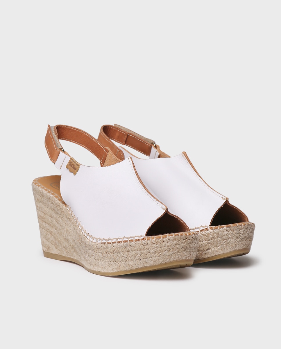 Alpercatas de Plataforma em Pele Branco-2