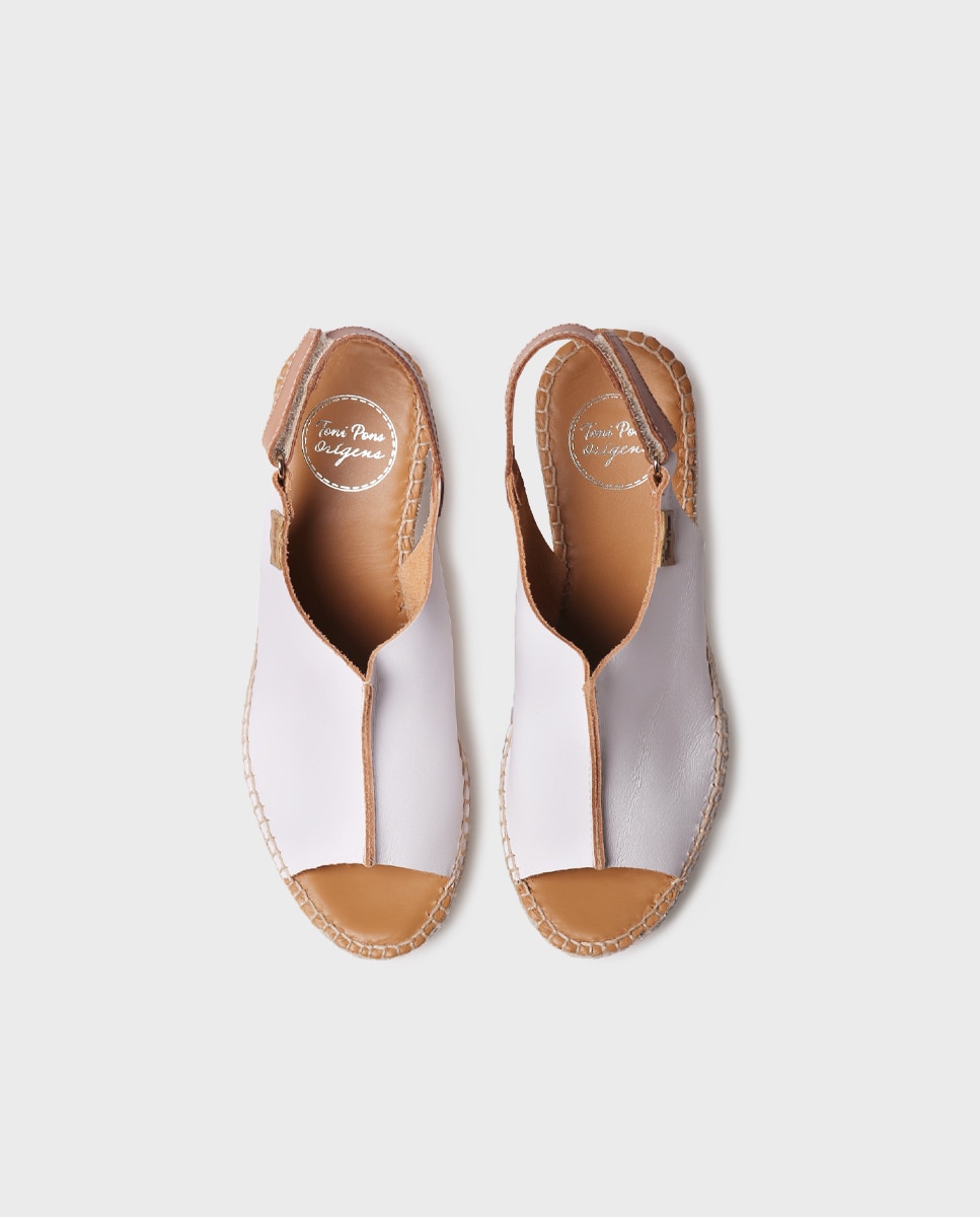 Alpercatas de Plataforma em Pele Branco-3