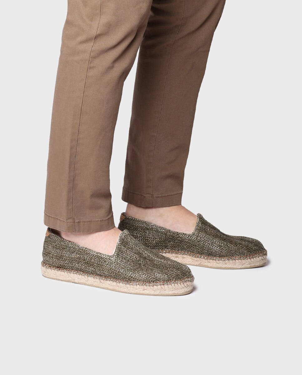 Alpercatas de Ráfia e Sola de Borracha Verde-4