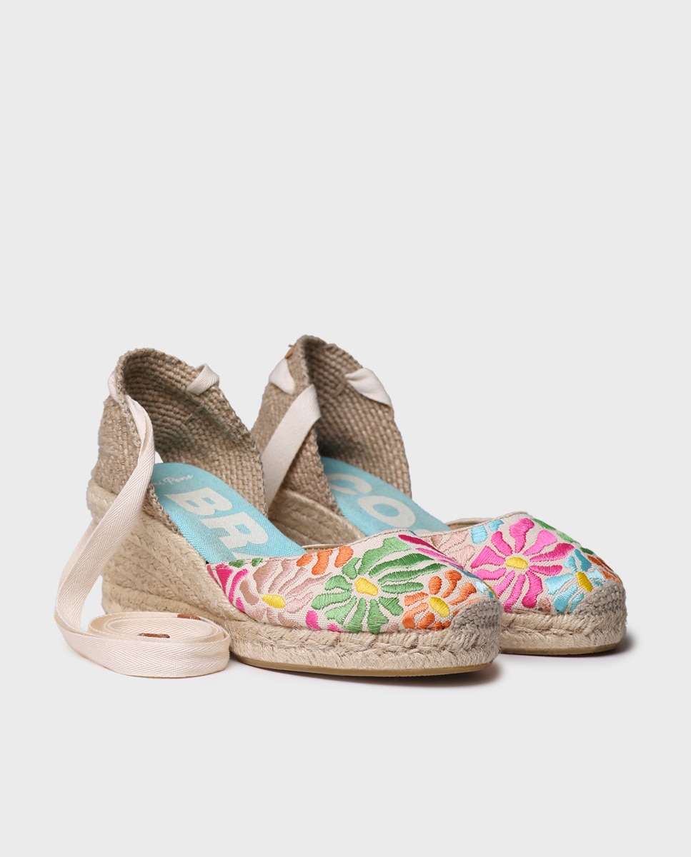 Alpercatas de Cunha em Algodão com Tiras Multicolor-2