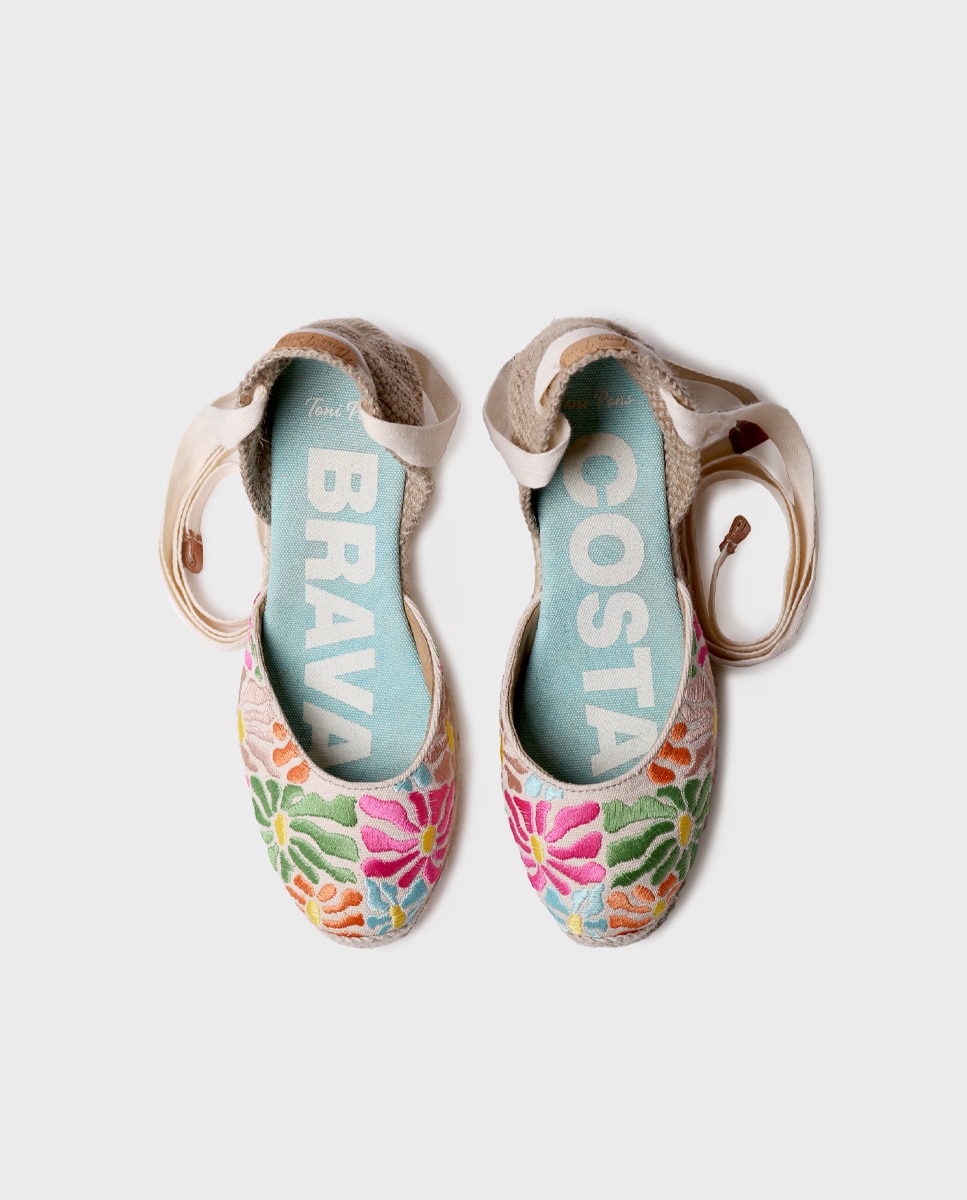 Alpercatas de Cunha em Algodão com Tiras Multicolor-3