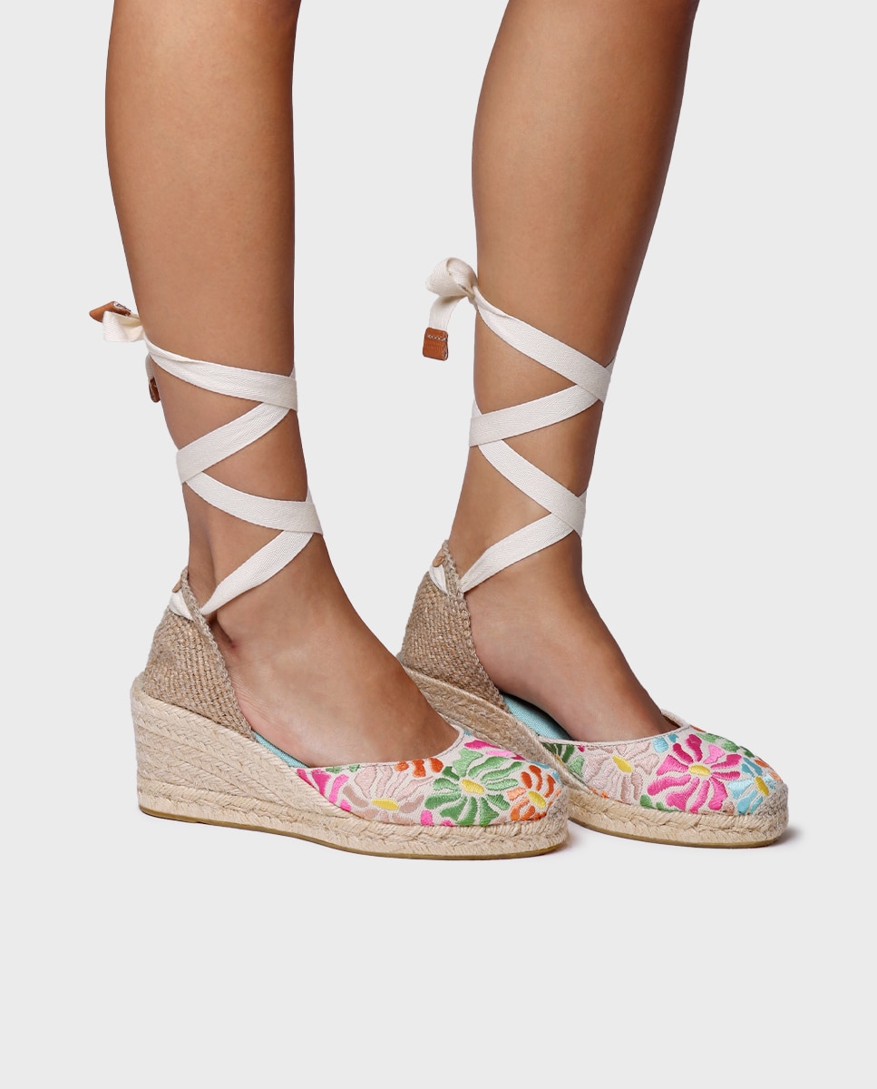 Alpercatas de Cunha em Algodão com Tiras Multicolor-4