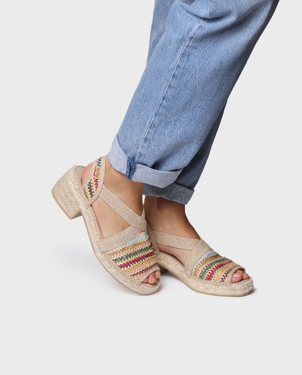 Alpercatas de Salto com Estampado Às Riscas Multicolor-5