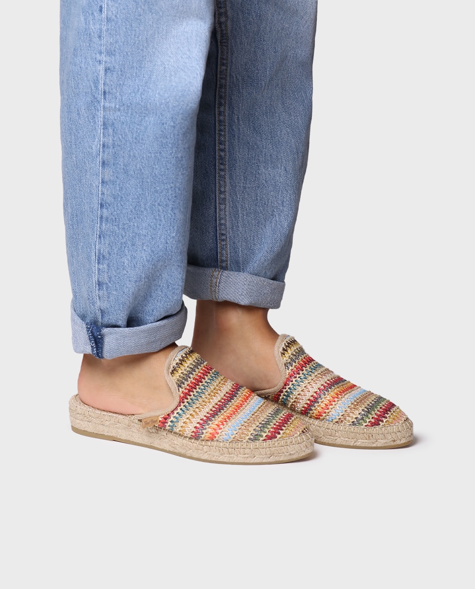 Alpercatas Rasas com Estampado Às Riscas Multicolor-5
