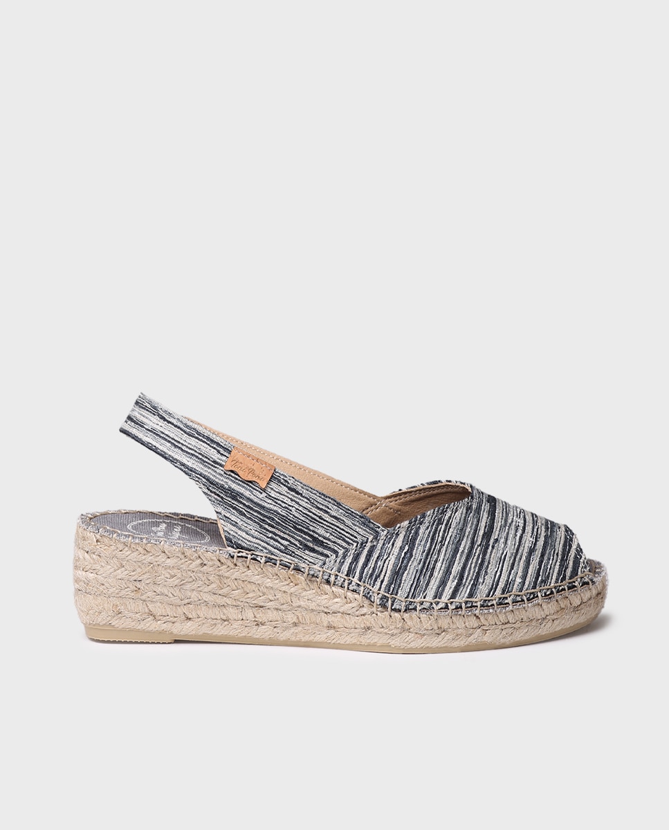 Alpercatas de Cunha em Tecido Preto-1