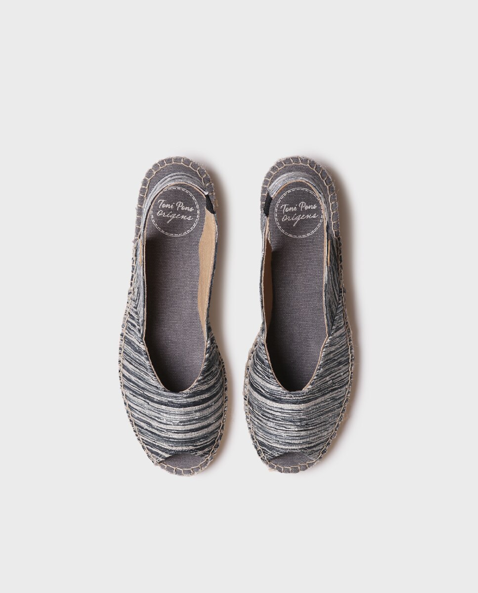 Alpercatas de Cunha em Tecido Preto-3