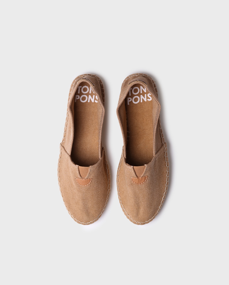 Alpercatas Rasas Unissexo de Tecido em Liso Castanho-3