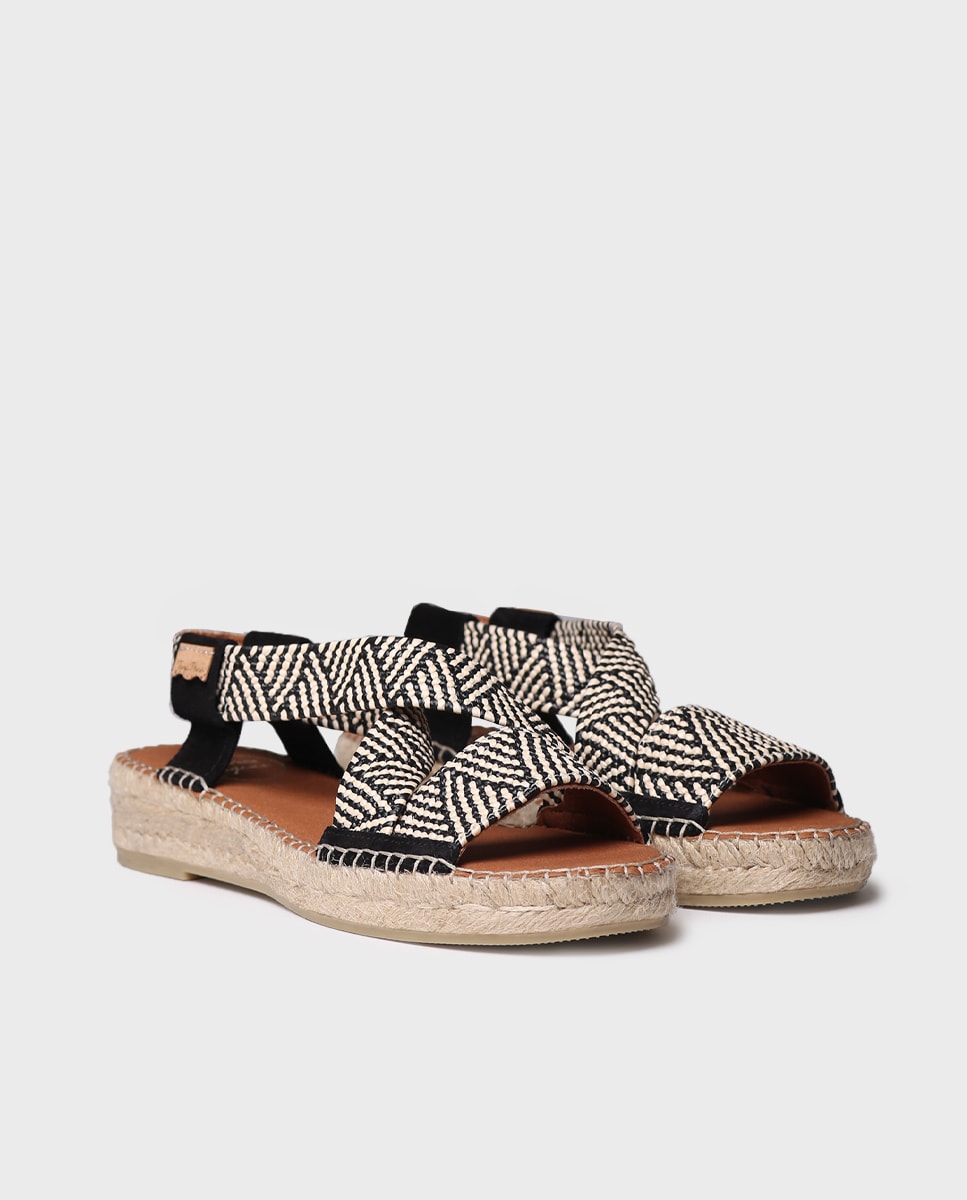 Alpercatas Rasas em Elástico Bicolor Preto-2