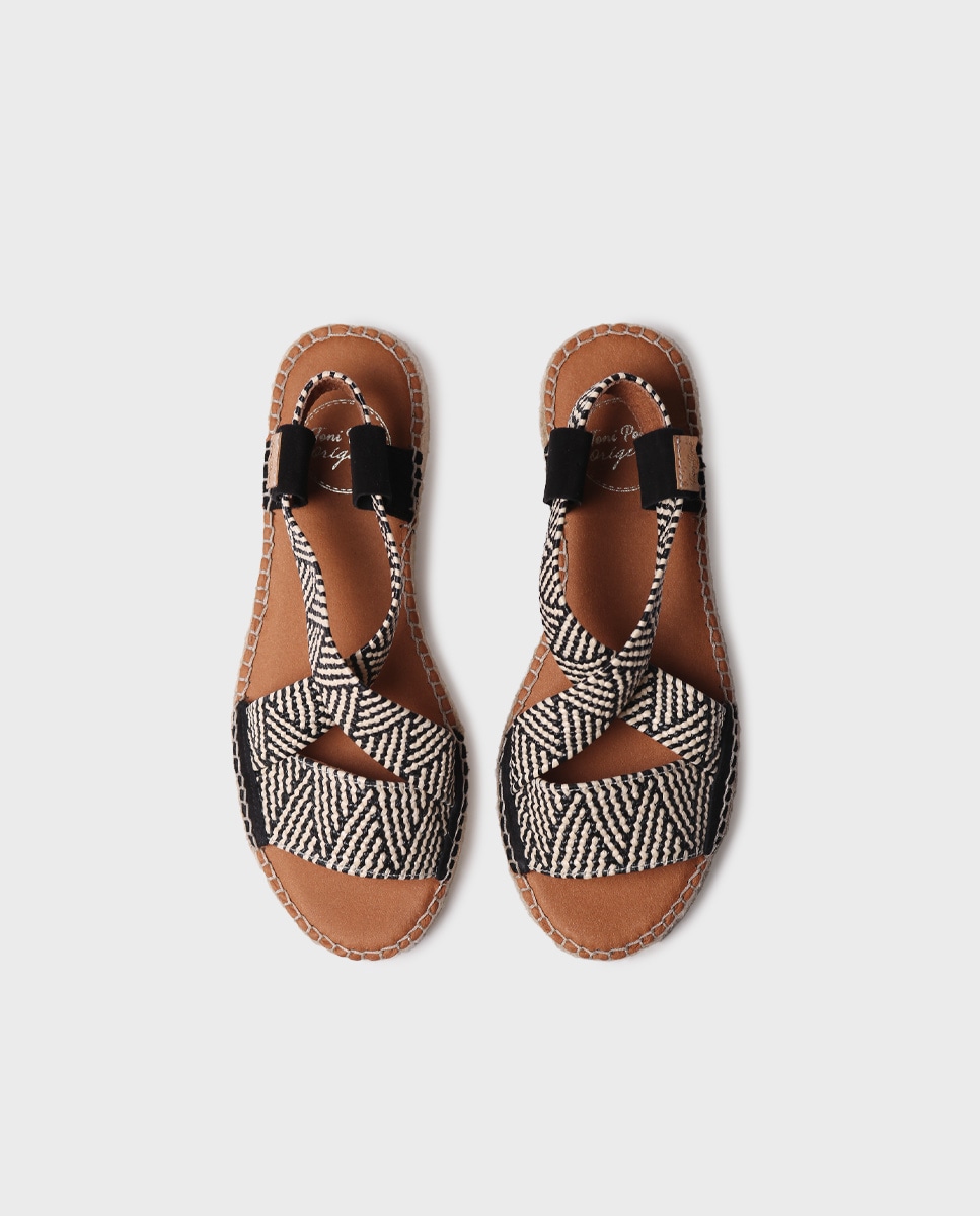 Alpercatas Rasas em Elástico Bicolor Preto-3