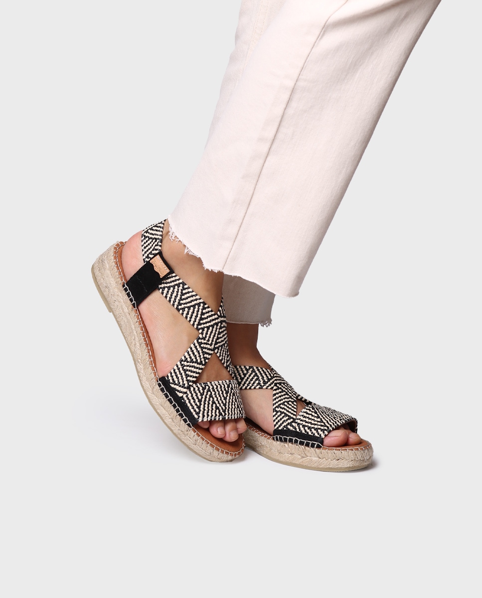 Alpercatas Rasas em Elástico Bicolor Preto-4