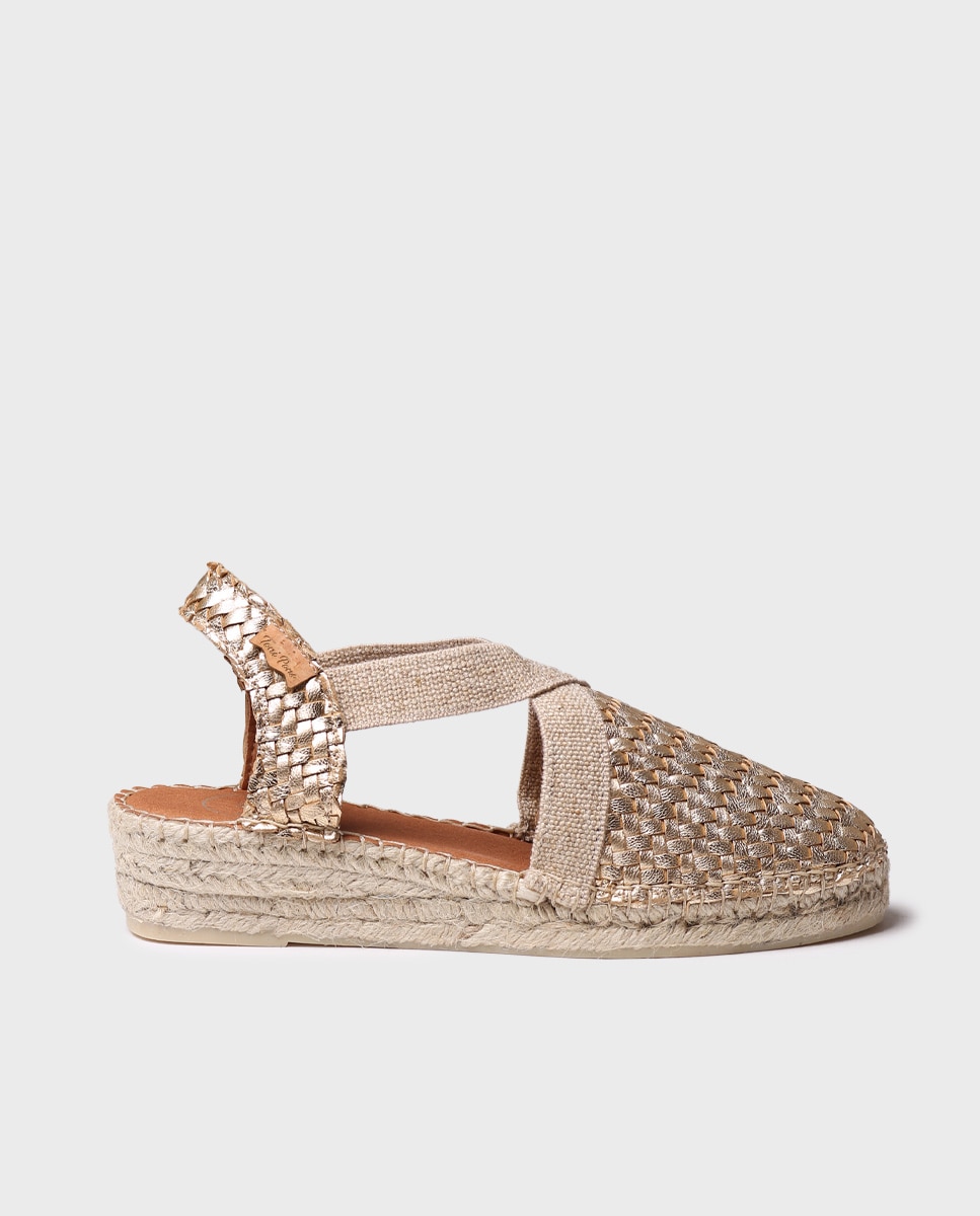 Alpercatas de Cunha em Pele Ouro-1