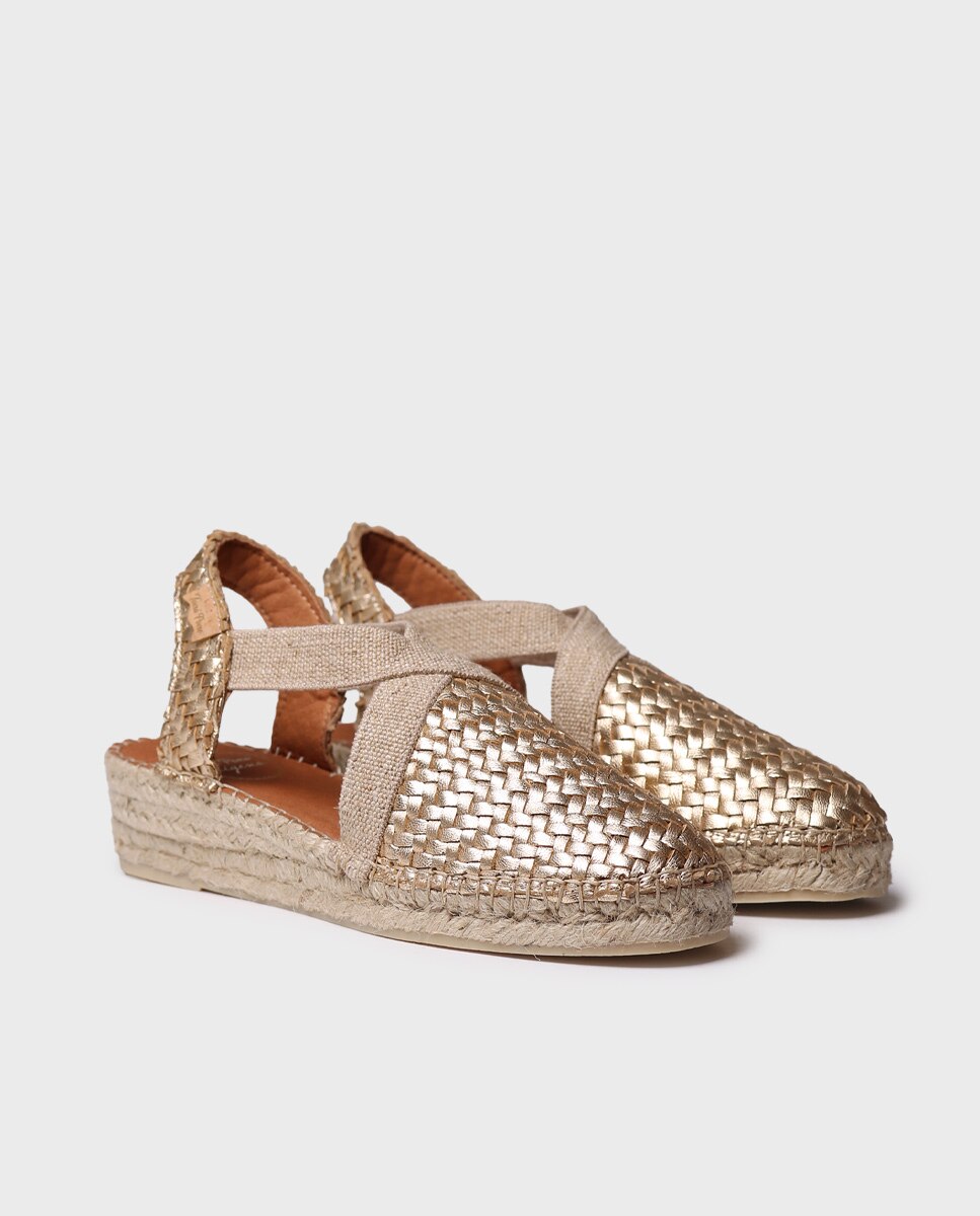 Alpercatas de Cunha em Pele Ouro-2