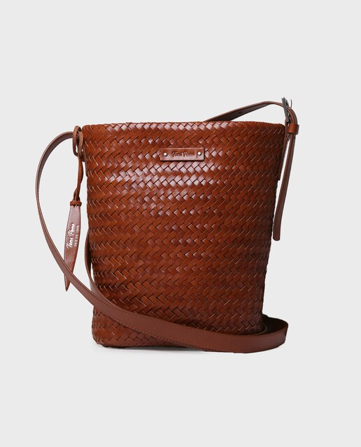 Imagem 0 de Mala a Tiracolo Tipo Bombonera em Couro Entrançado