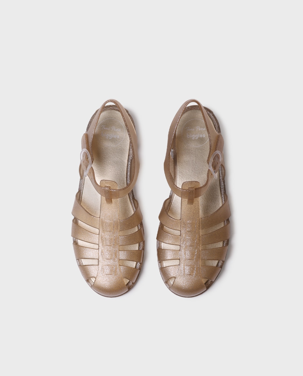 Cangrejeras de Borracha com Fivela Ouro-3