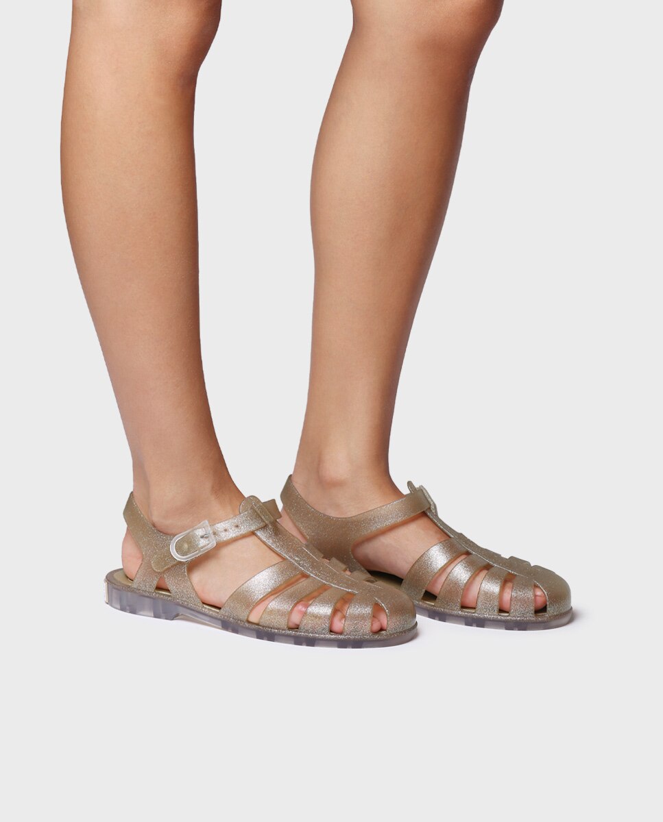 Cangrejeras de Borracha com Fivela Ouro-4