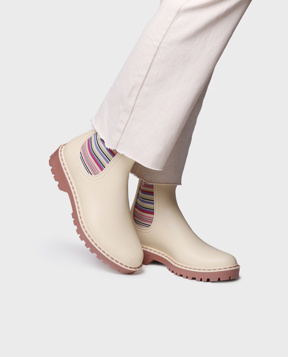 Botins de Água de Borracha com Elásticos Rosa-4