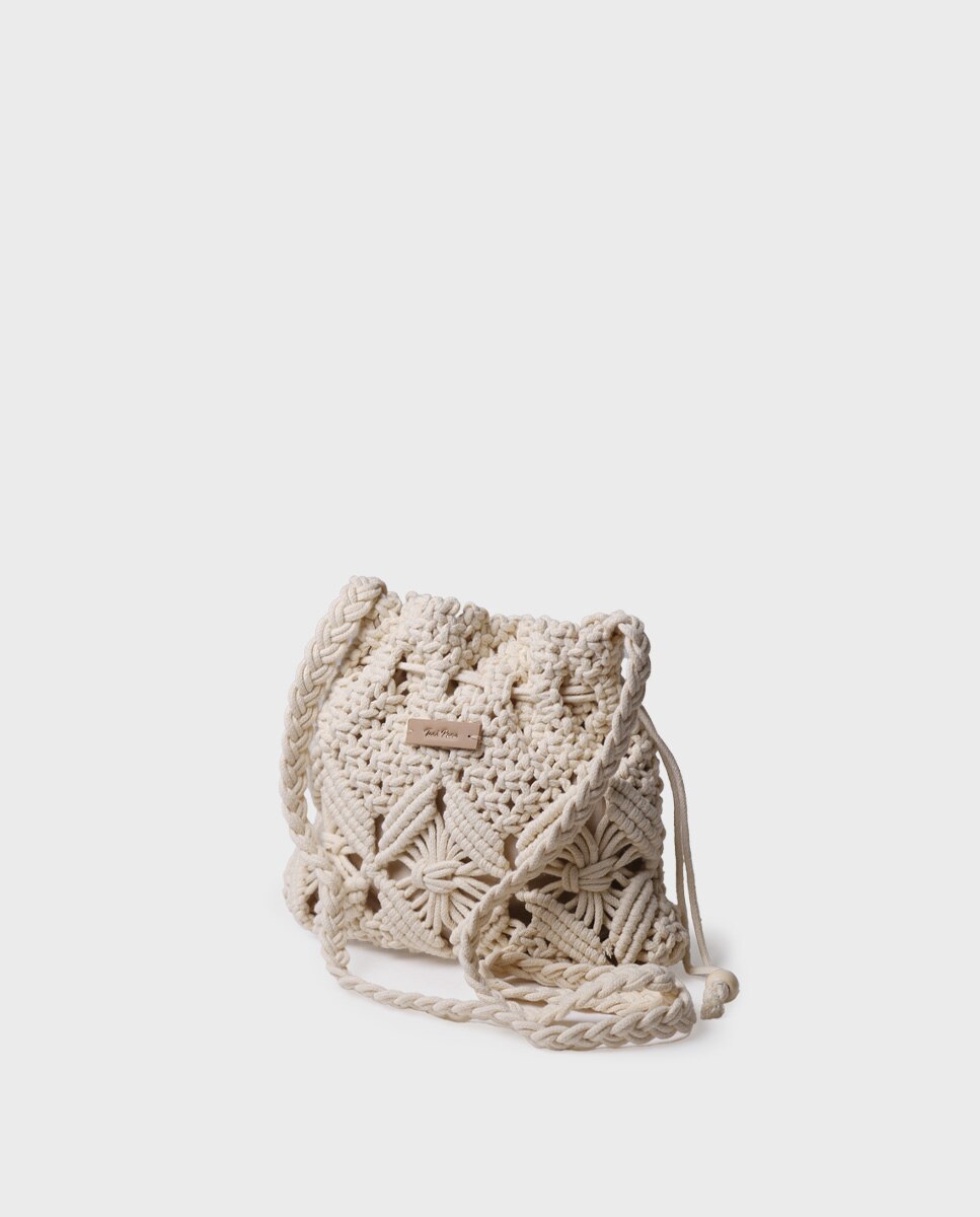 Mala a Tiracolo com Fecho Fruncidor Bege-2