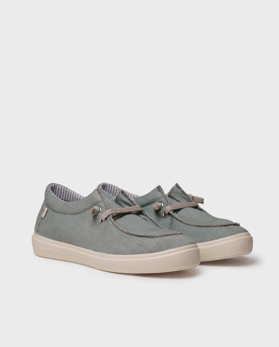 Sapatilhas de Lona em Tecido Verde-2
