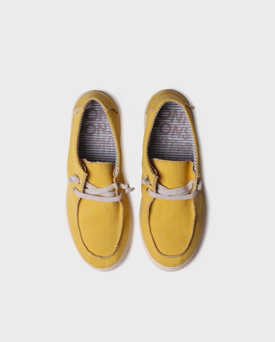 Sapatilhas de Lona em Tecido Mostarda-3