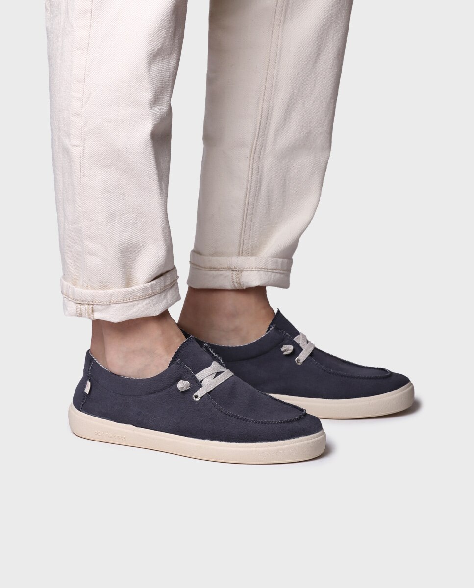 Sapatilhas de Lona em Tecido Azul-marinho-4