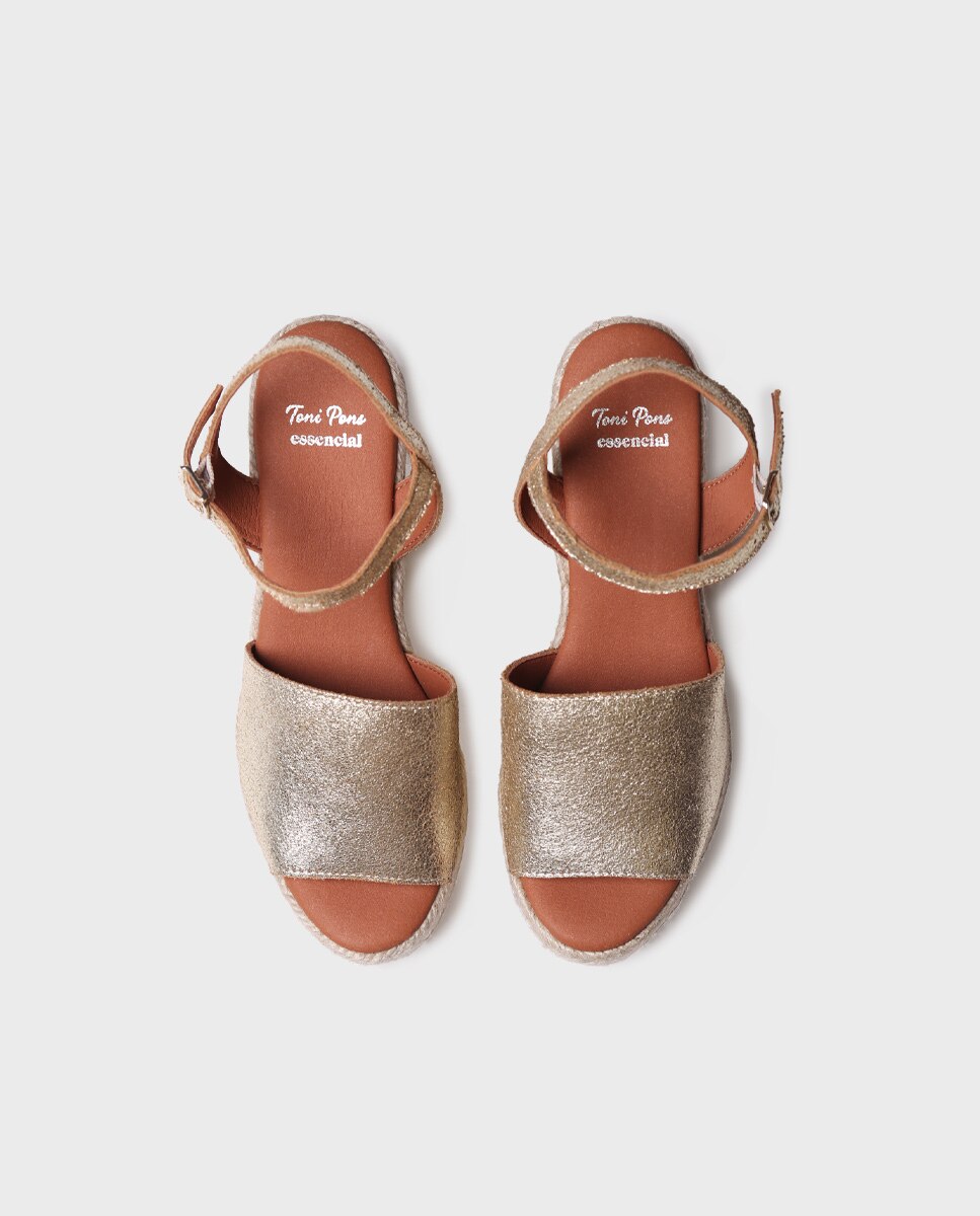 Alpercatas de Plataforma em Pele Prateado-3