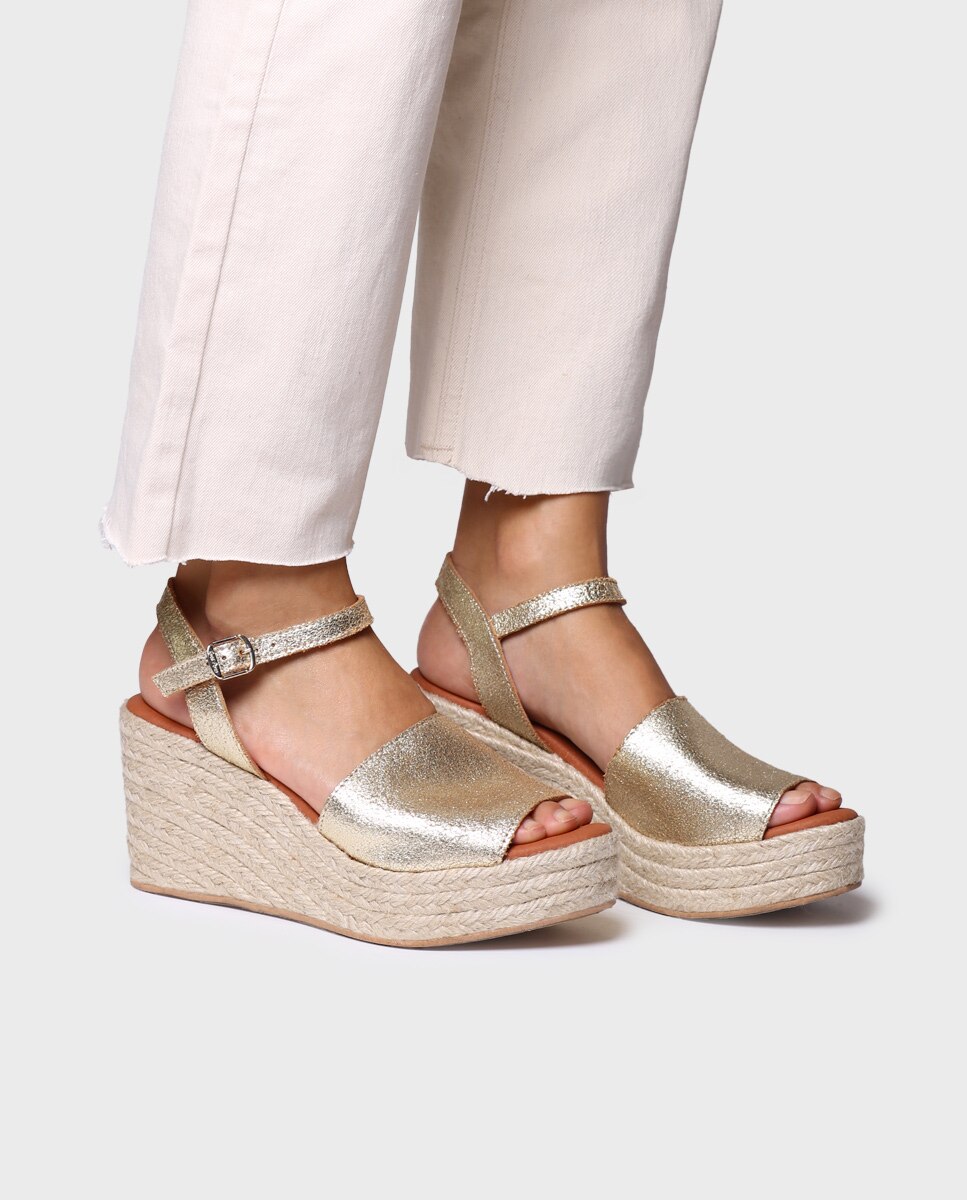 Alpercatas de Plataforma em Pele Prateado-4