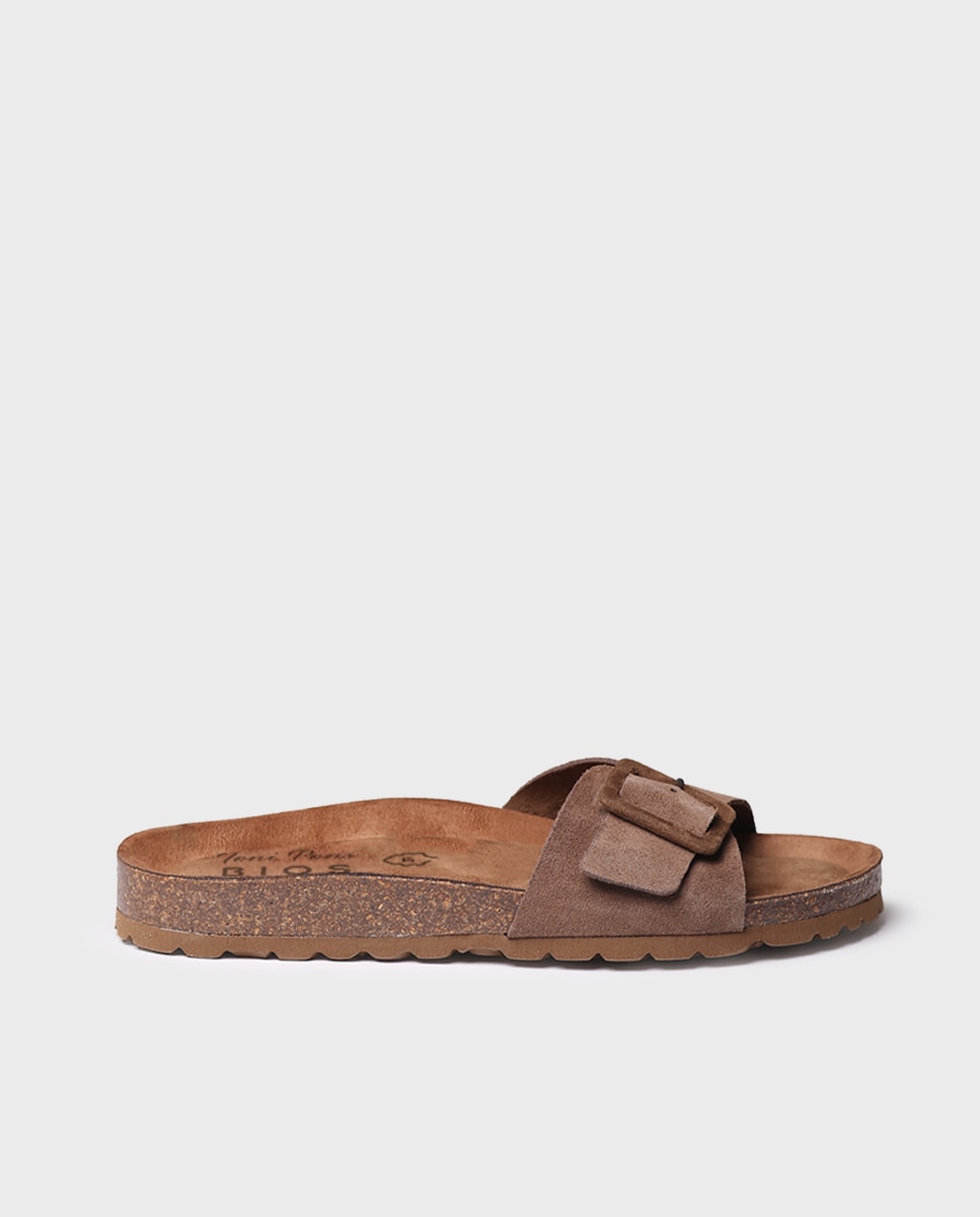 Sandálias Rasas de Camurça Castanho-1