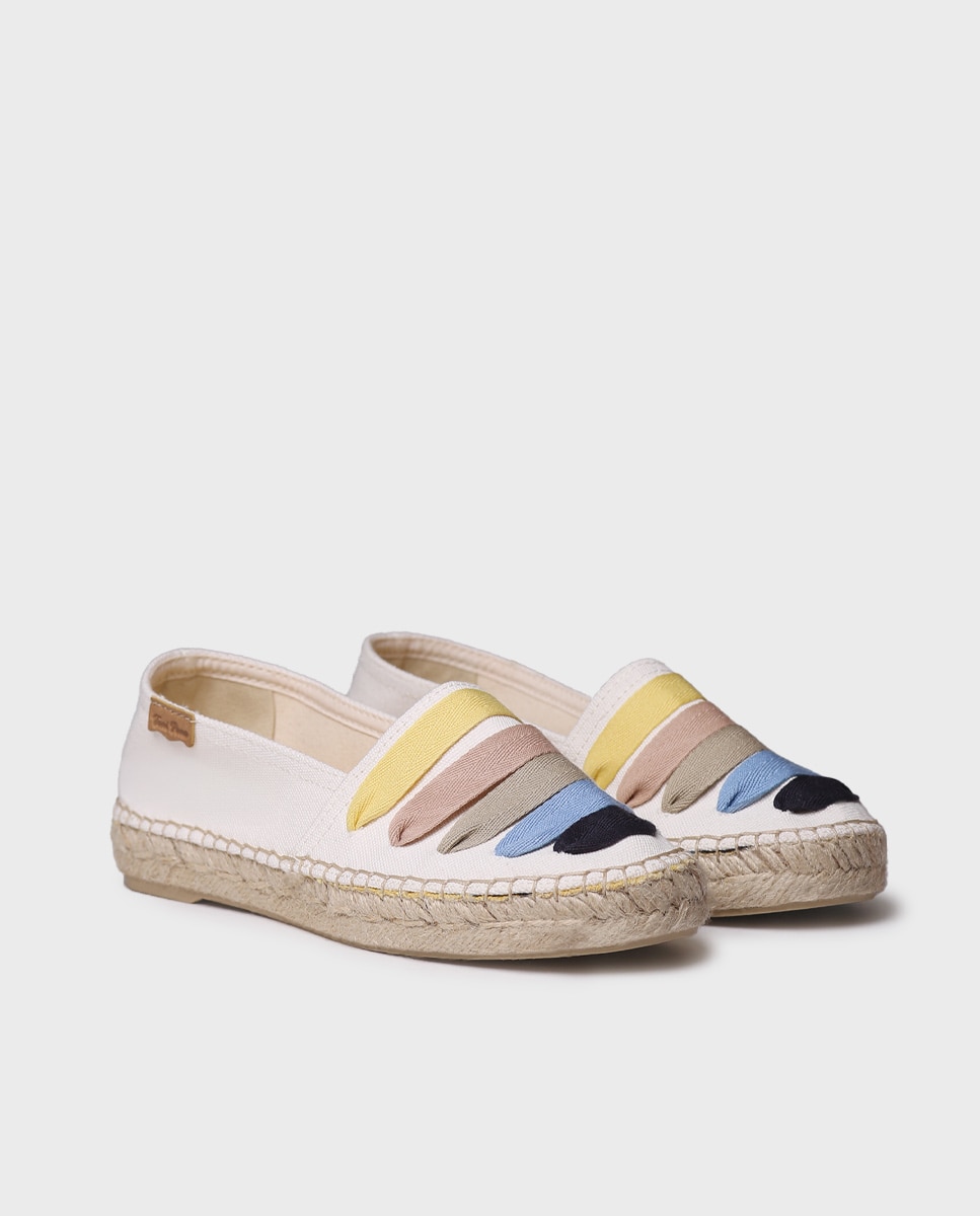 Alpercatas Rasas de Tecido com Tiras Bege-2