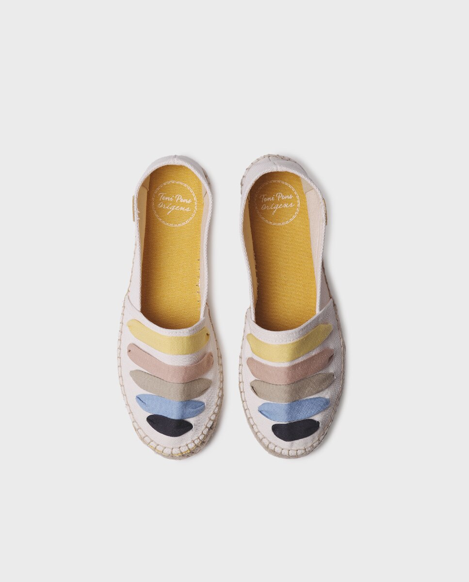 Alpercatas Rasas de Tecido com Tiras Bege-3