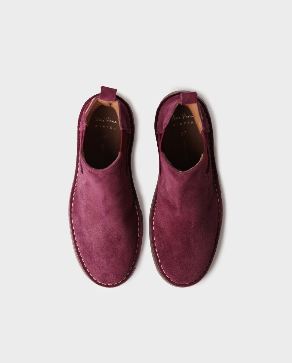 Botins de Camurça com Elásticos Bordeaux-3