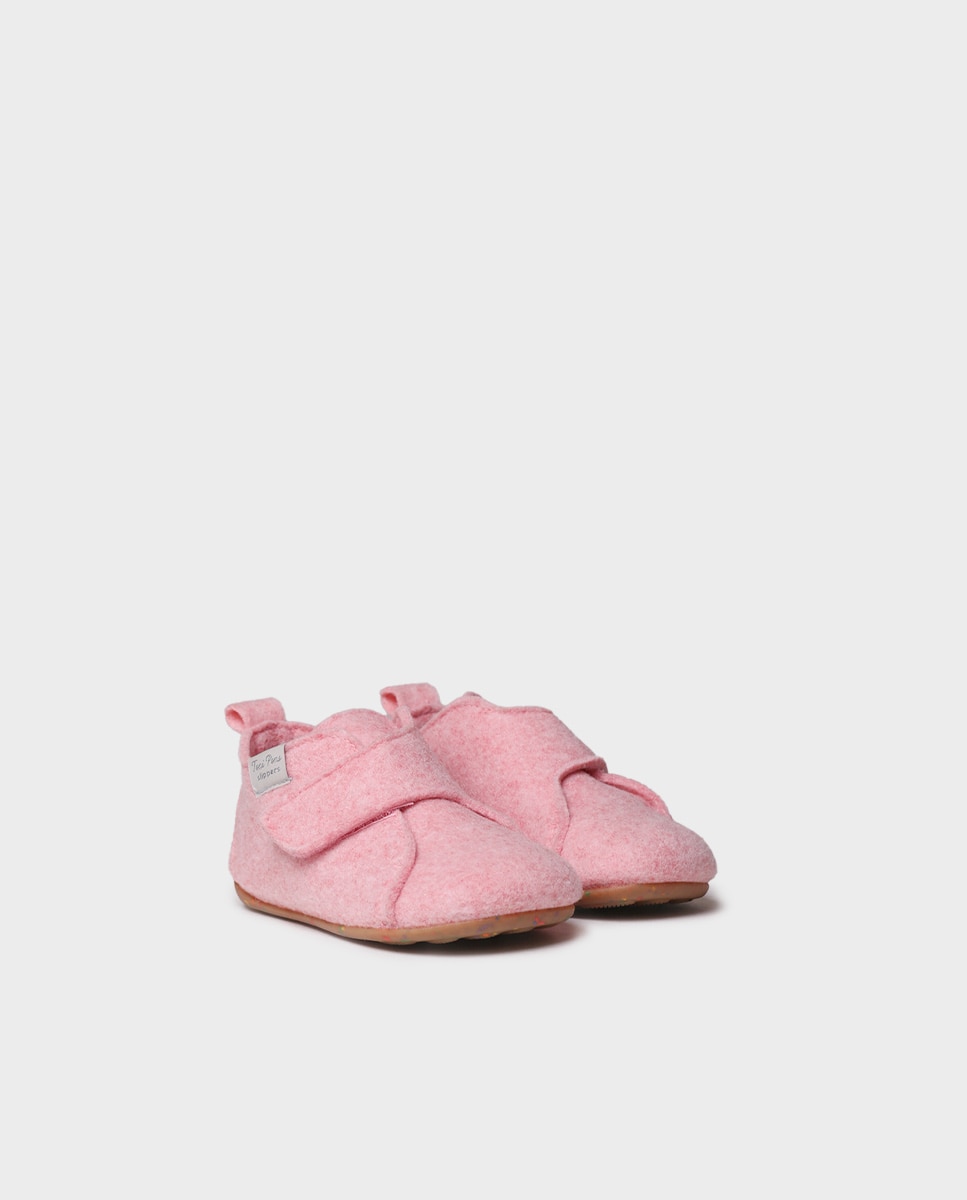 Pantufas Fechadas para Bebés de Feltro Reciclado Rosa-2