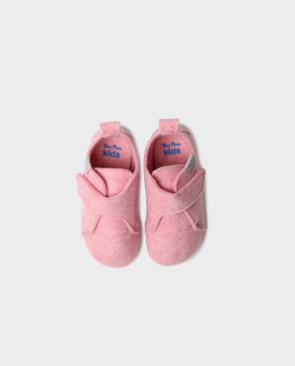 Pantufas Fechadas para Bebés de Feltro Reciclado Rosa-3