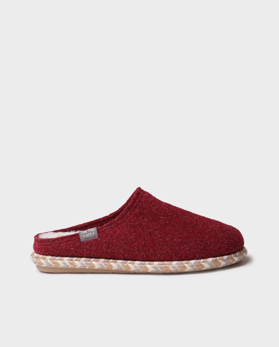 Pantufas Abertas de Feltro Vermelho-1