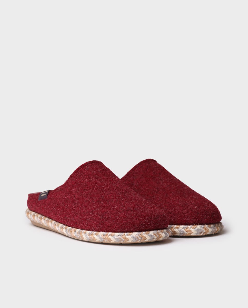 Pantufas Abertas de Feltro Vermelho-2