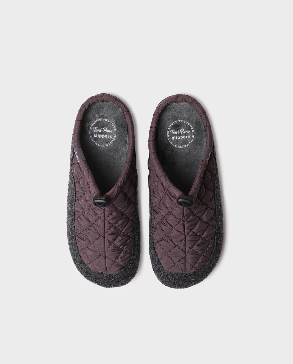 Pantufas de Tecido Acolchoado Roxo-3