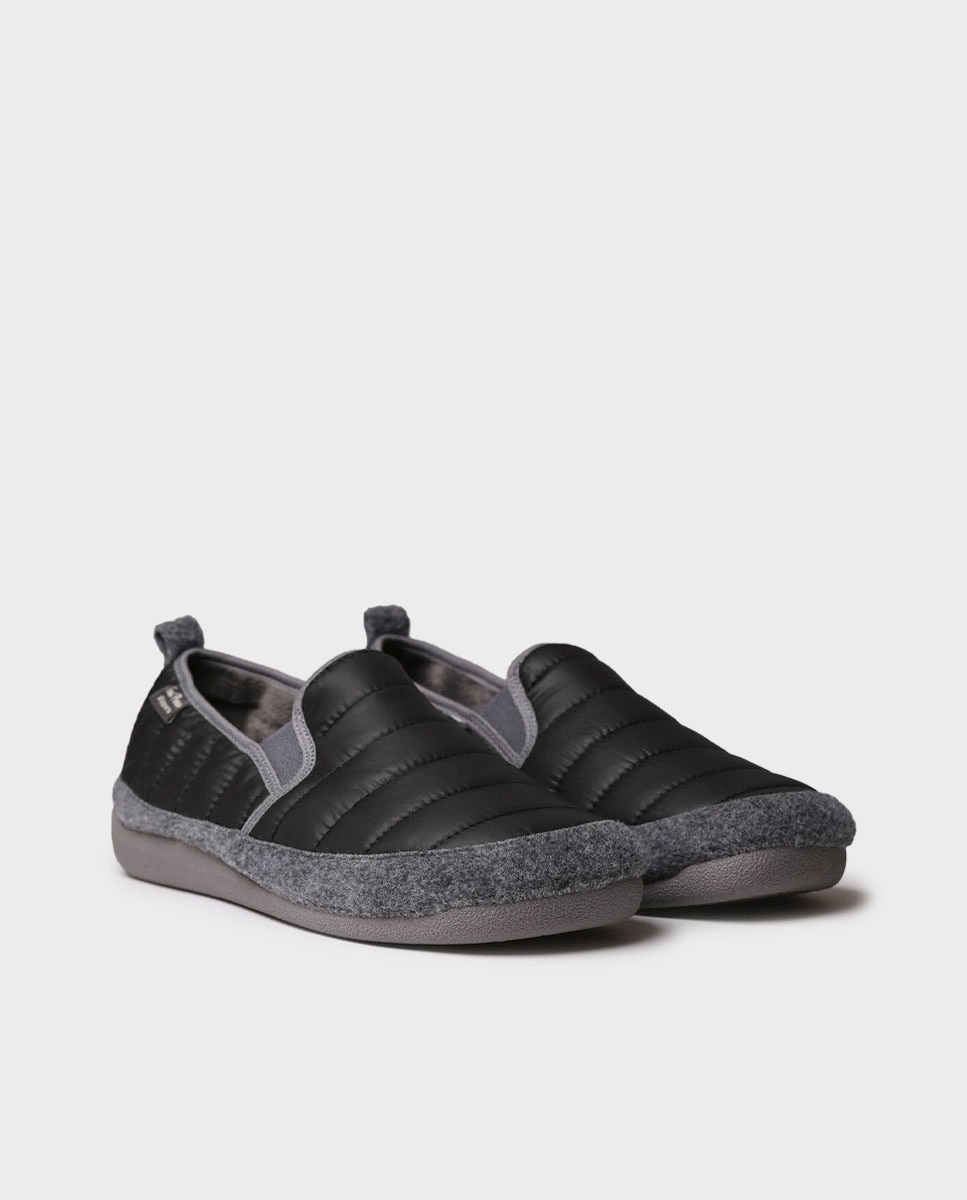 Pantufas de Tecido Acolchoado Preto-2