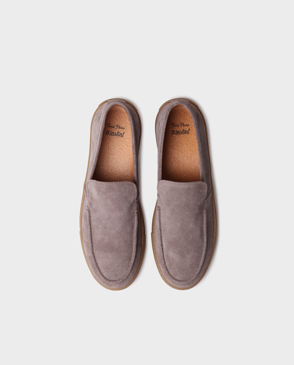 Mocassins de Camurça em Liso Taupe-3