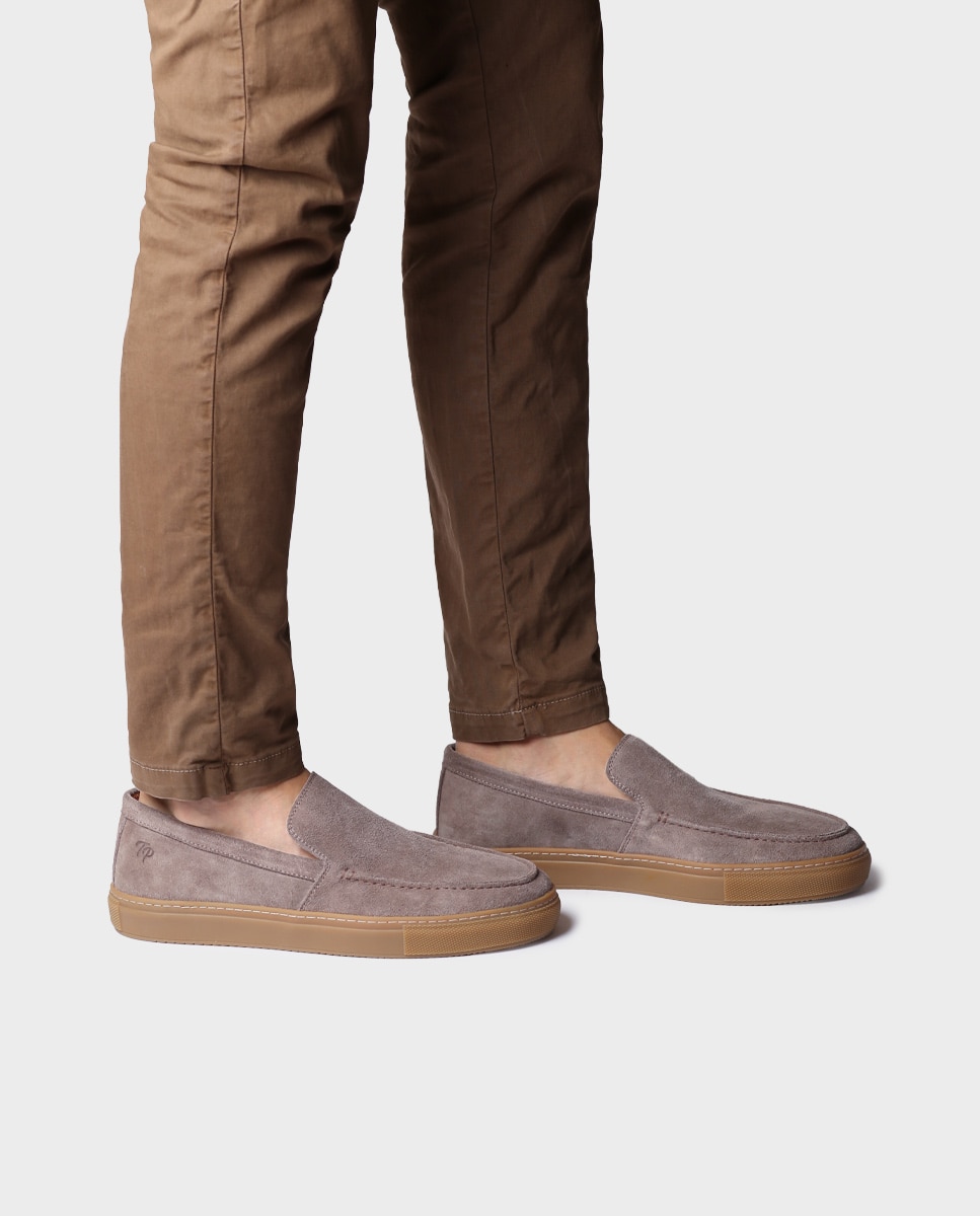 Mocassins de Camurça em Liso Taupe-4