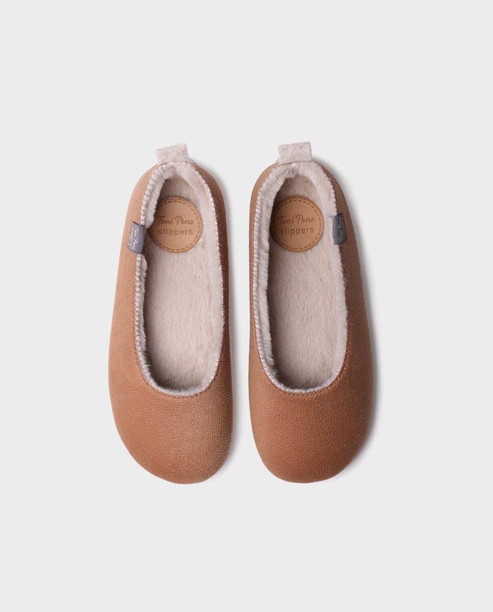 Pantufas Tipo Bailarina Castanho-claro-3