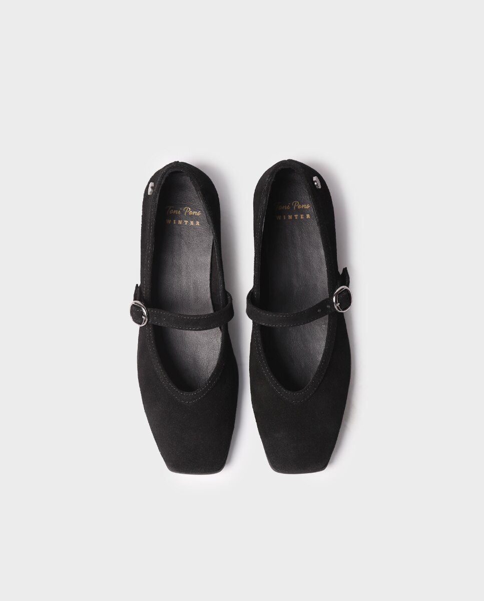 Merceditas Rasas de Camurça Preto-3