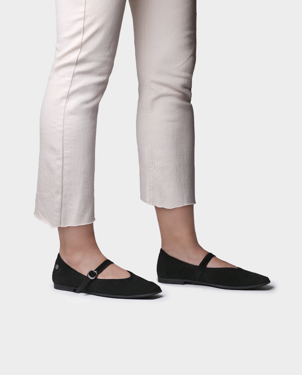 Merceditas Rasas de Camurça Preto-4