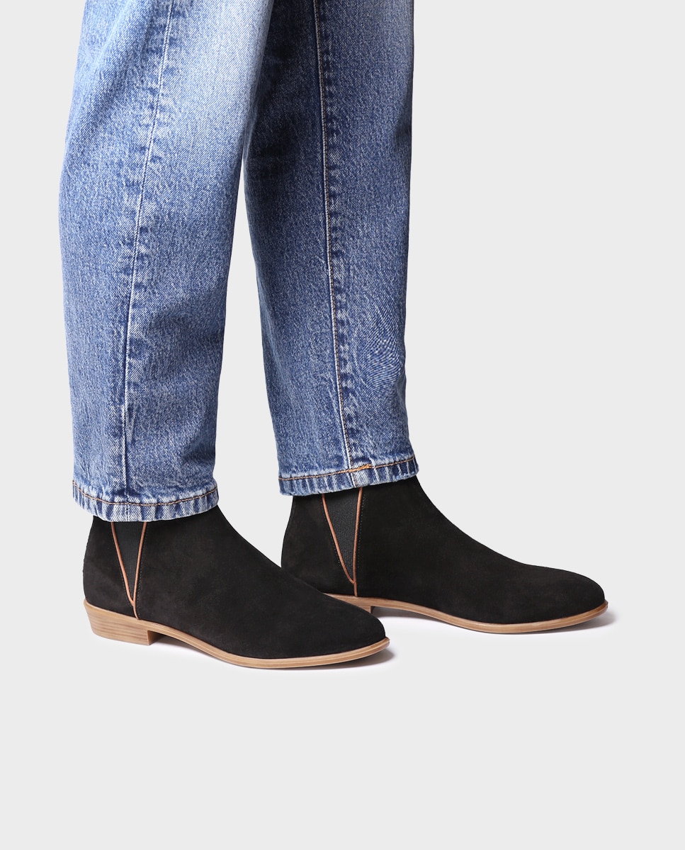 Botins de Camurça com Elásticos Preto-4